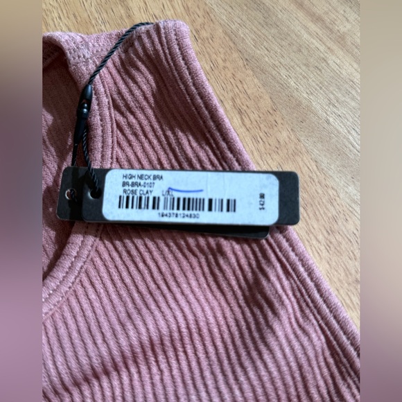 SKIMS Ribbed High Neck Bralette Rose Clay NWT - Picture 6 of 10